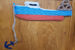 Multi Colour Rope Fishing Boat at Anchor